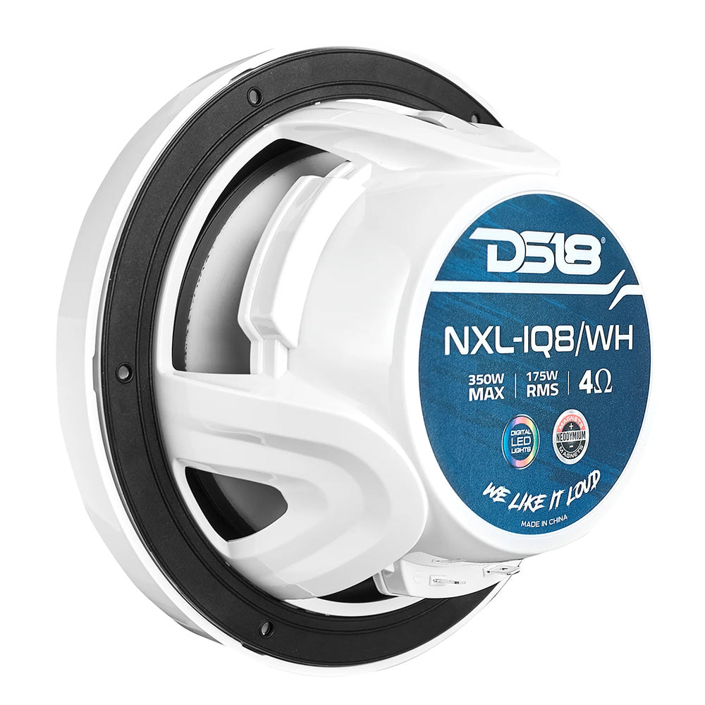 Suncoast Marine and Auto offers DS18 8" 2-Way Coaxial Marine Speakers w/Digital LED Lights Bullet Tweeter - White - 175W, 4-Ohm [NXL-IQ8/WH]