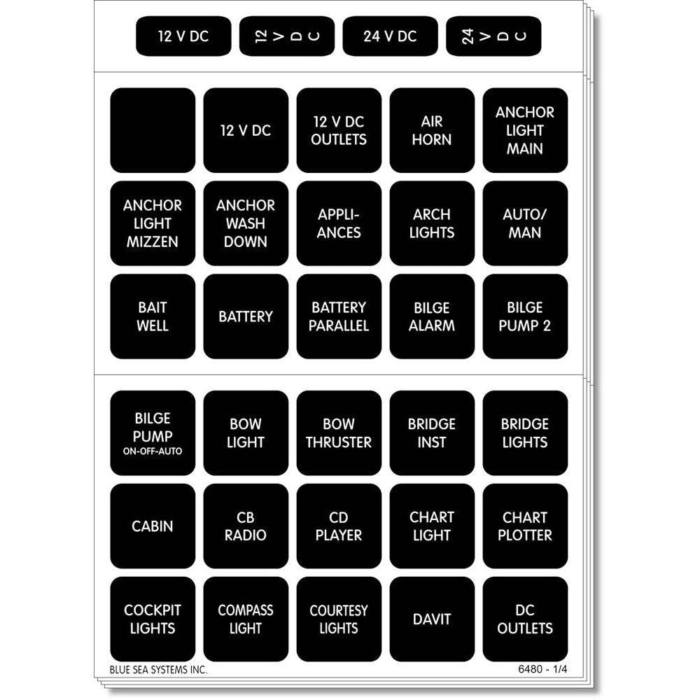 Suncoast Marine and Auto offers Blue Sea 4218 Square Format Label Set for Battery Management Panels - 30 [4218]