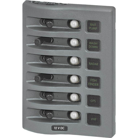 Suncoast Marine and Auto offers Blue Sea 4376 WeatherDeck Water Resistant Circuit Breaker Panel - 6 Position - Grey [4376]