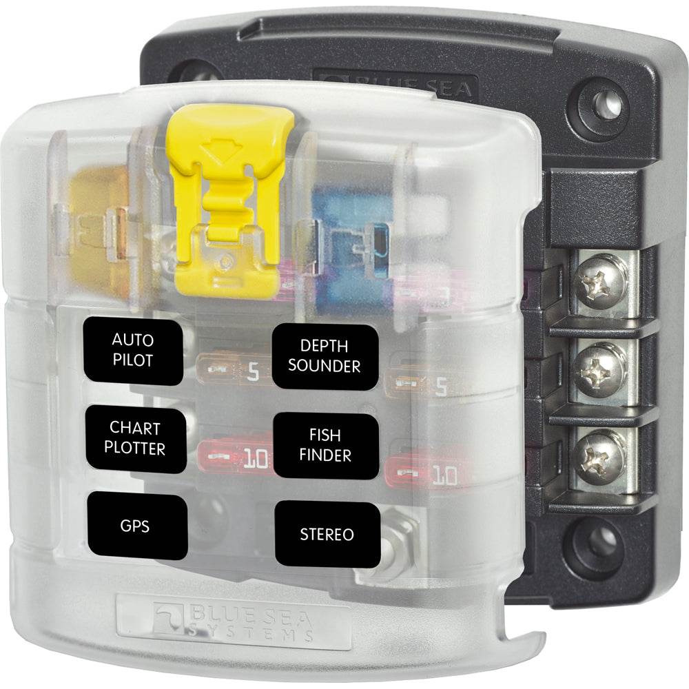 Suncoast Marine and Auto offers Blue Sea 5028 ST Blade Fuse Block w/ Cover - 6 Circuit without Negative Bus [5028]