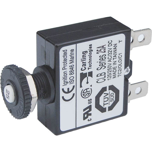 Suncoast Marine and Auto offers Blue Sea 7058 25A Push Button Thermal with Quick Connect Terminals [7058]