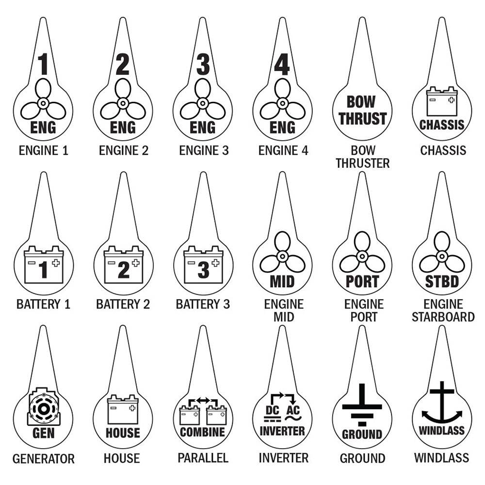 Suncoast Marine and Auto offers Blue Sea 7902 Icon Circuit Identification Label Kit for Battery Switches [7902]