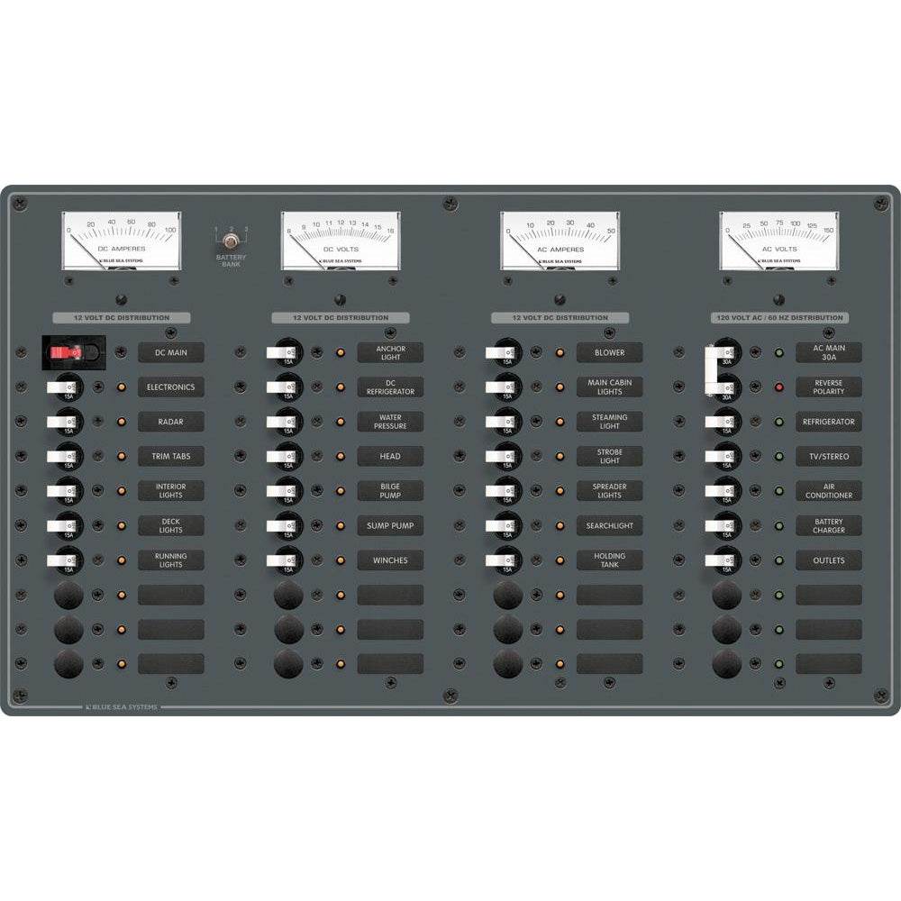 Suncoast Marine and Auto offers Blue Sea 8095 AC Main +8 Positions / DC Main +29 Positions Toggle Circuit Breaker Panel (White Switches) [8095]