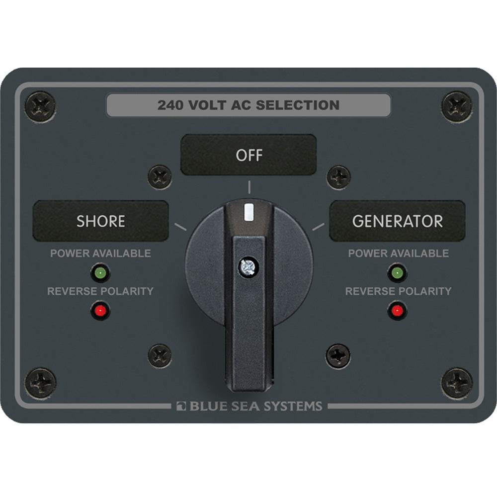 Suncoast Marine and Auto offers Blue Sea 8363 AC Rotary Switch Panel 65 Ampere 2 Positions + OFF, 3 Pole [8363]