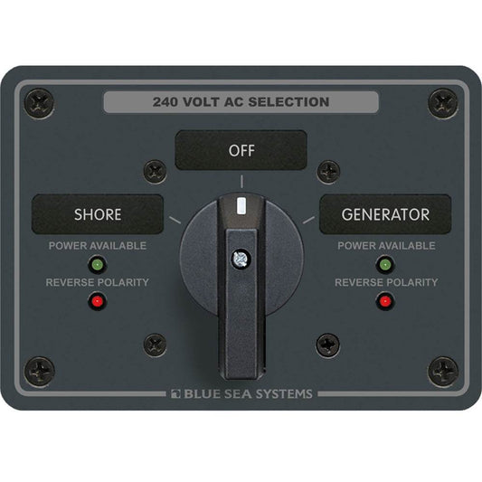 Suncoast Marine and Auto offers Blue Sea 8363 AC Rotary Switch Panel 65 Ampere 2 Positions + OFF, 3 Pole [8363]