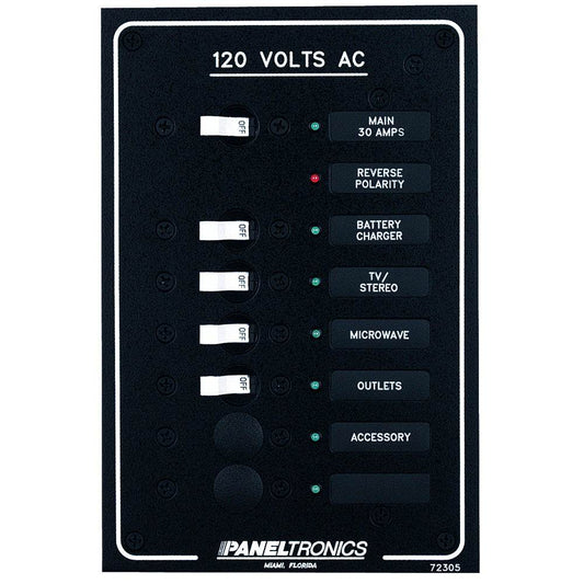 Suncoast Marine and Auto offers Paneltronics Standard AC 6 Position Breaker Panel & Main w/LEDs [9972305B]