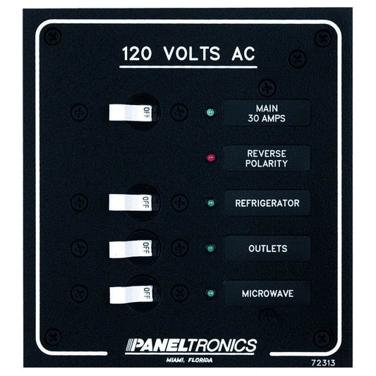 Suncoast Marine and Auto offers Paneltronics Standard AC 3 Position Breaker Panel & Main w/LEDs [9972313B]