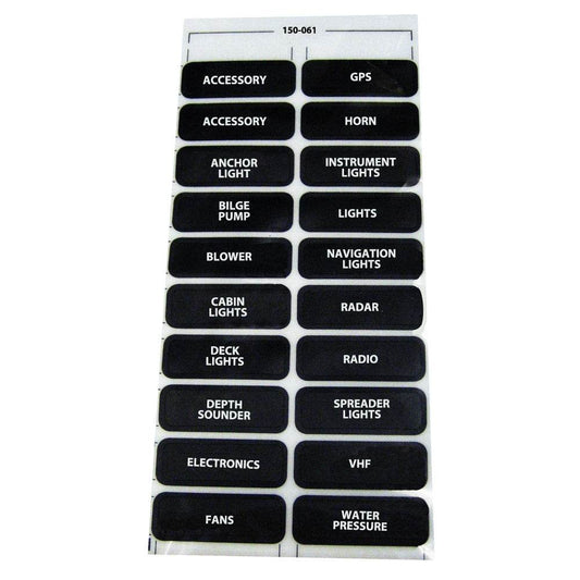 Suncoast Marine and Auto offers Paneltronics DC-20 Assorted Label Sheet [150-061]