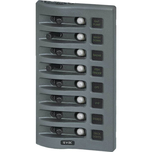 Suncoast Marine and Auto offers Blue Sea 4378 WeatherDeck Water Resistant Circuit Breaker Panel - 8 Position - Grey [4378]