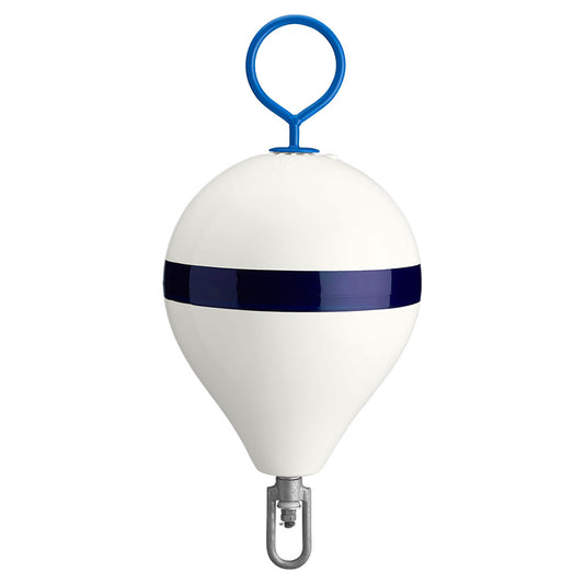 Suncoast Marine and Auto offers Polyform 13.5" CM Mooring Buoy w/Steel Iron - White Blue Stripe [CM-2 WH-STR]