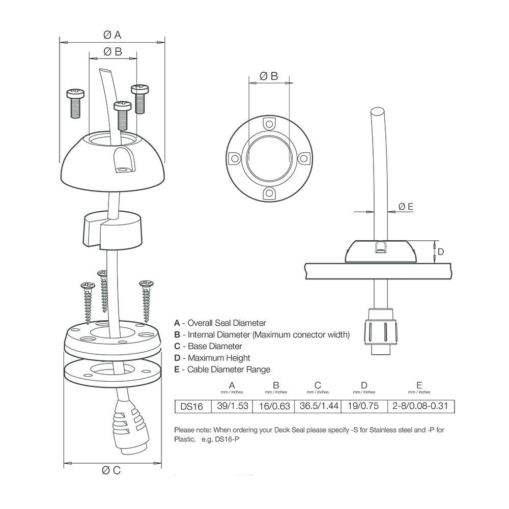 Suncoast Marine and Auto offers Scanstrut DS16-P Vertical Cable Seal [DS16-P]