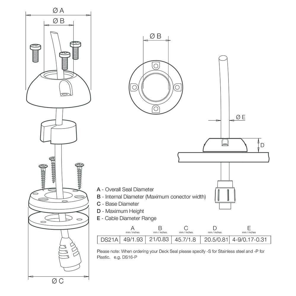 Suncoast Marine and Auto offers Scanstrut DS21A-P Vertical Cable Seal [DS21A-P]