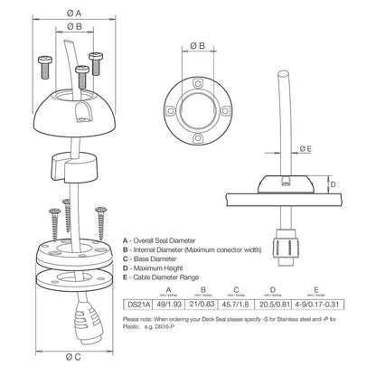 Suncoast Marine and Auto offers Scanstrut DS21A-P Vertical Cable Seal [DS21A-P]