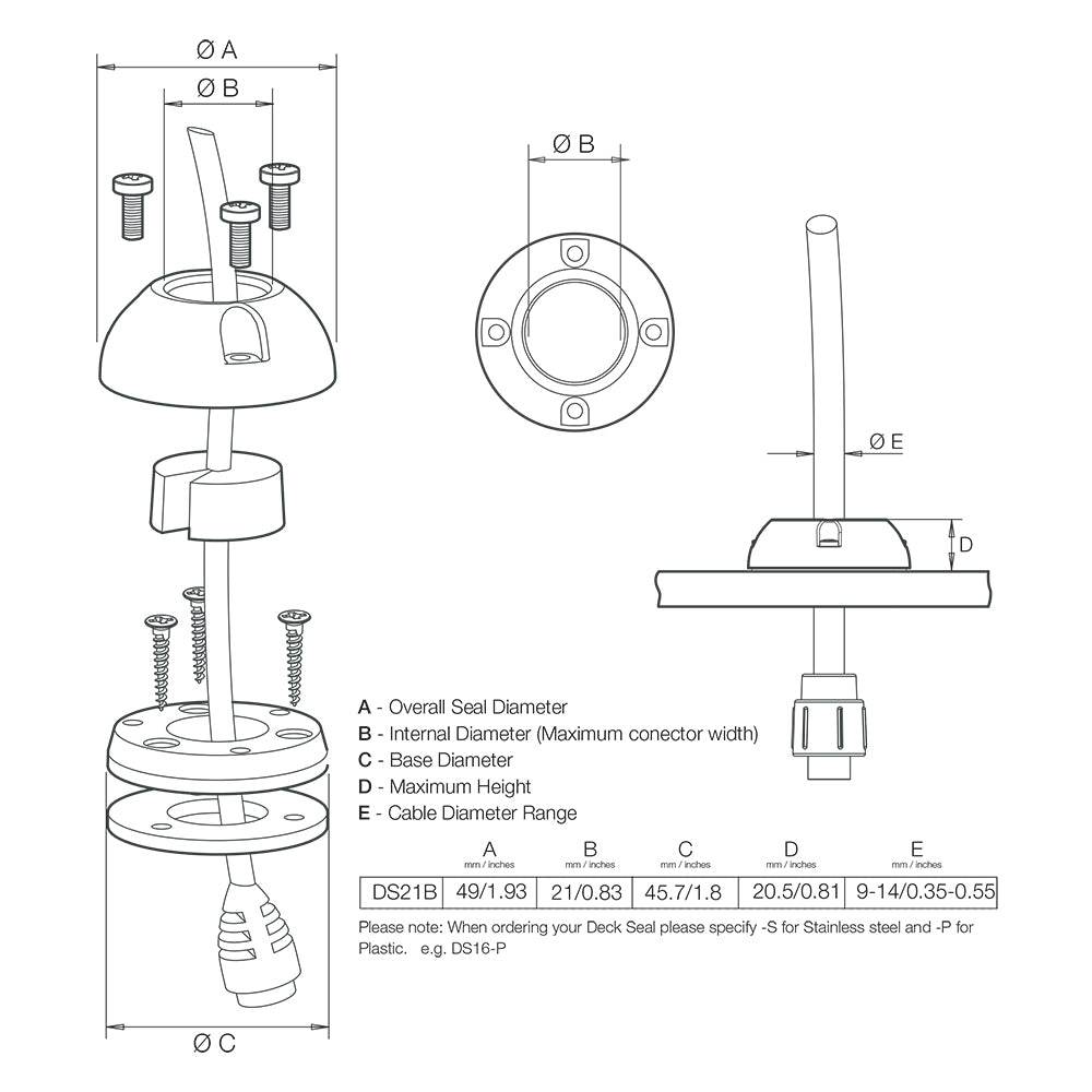 Suncoast Marine and Auto offers Scanstrut DS21B-P Vertical Cable Seal [DS21B-P]