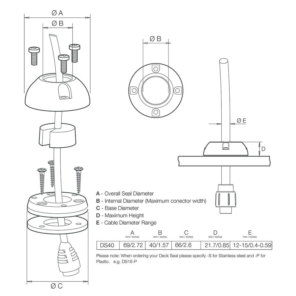 Suncoast Marine and Auto offers Scanstrut DS40-P Vertical Cable Seal [DS40-P]