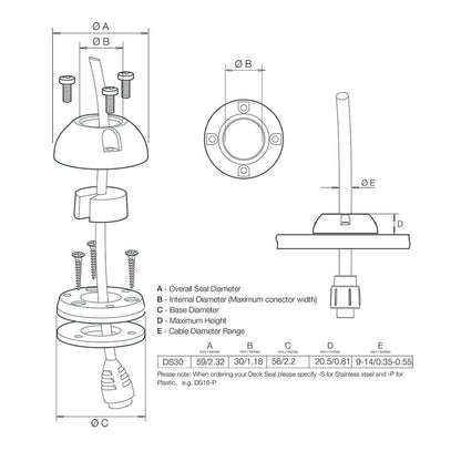 Suncoast Marine and Auto offers Scanstrut DS30-S Vertical Cable Seal - Stainless Steel [DS30-S]