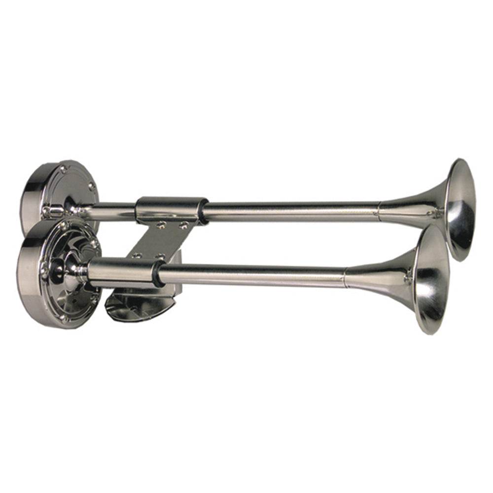 Suncoast Marine and Auto offers Schmitt Marine Deluxe All-Stainless Shorty Dual Trumpet Horn - 12V [10012]