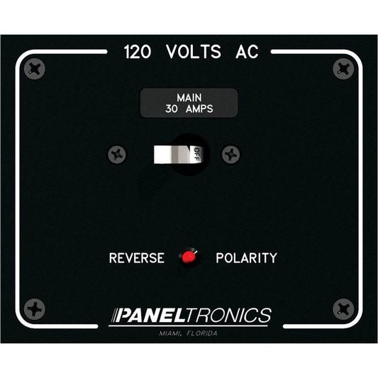 Suncoast Marine and Auto offers Paneltronics Standard Panel AC Main Double Pole w/30Amp CB & Reverse Polarity Indicator [9982316B]