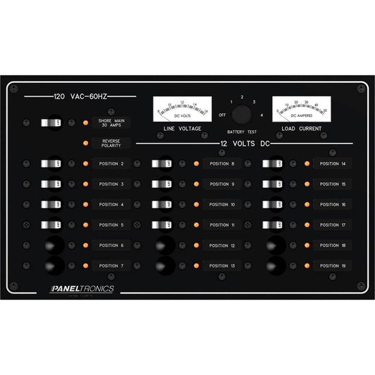 Suncoast Marine and Auto offers Paneltronics Standard Panel - AC/DC 19 Position Circuit Breaker w/Meters & LEDs [9973410B]