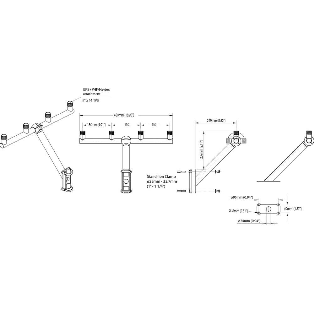 Suncoast Marine and Auto offers Scanstrut TB-01 T-Bar Mount f/GPS/VHF Antenna [TB-01]