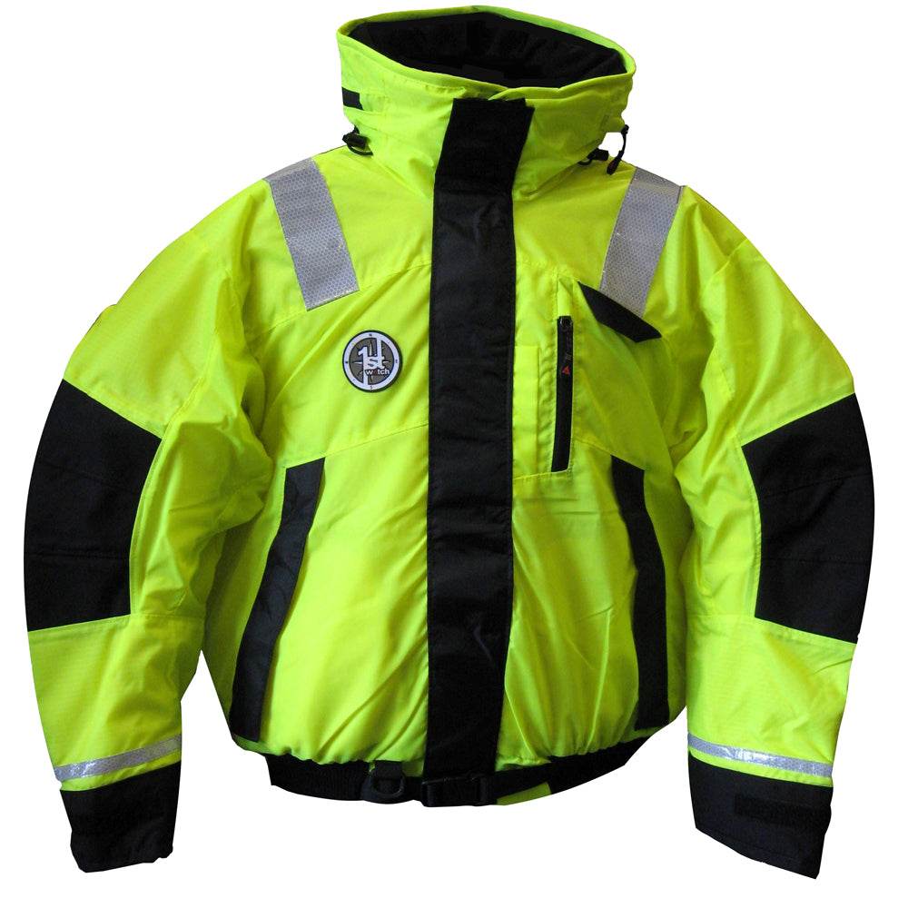 Suncoast Marine and Auto offers First Watch AB-1100 Flotation Bomber Jacket - Hi-Vis Yellow/Black - Small [AB-1100-HV-S]