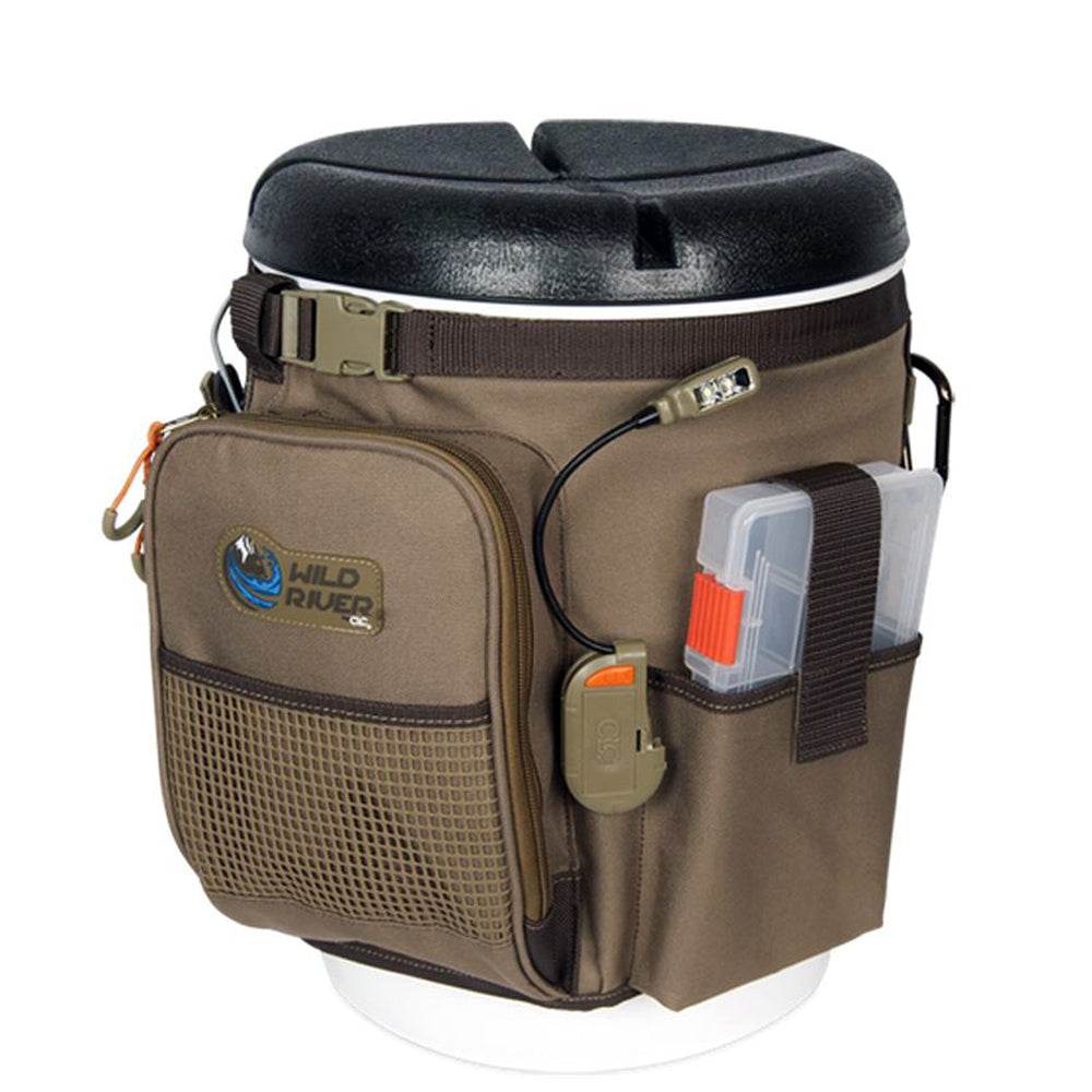 Suncoast Marine and Auto offers Wild River RIGGER 5 Gallon Bucket Organizer w/Lights, Plier Holder & Lanyard, 2 PT3500 Trays & Bucket w/Seat [WT3507]