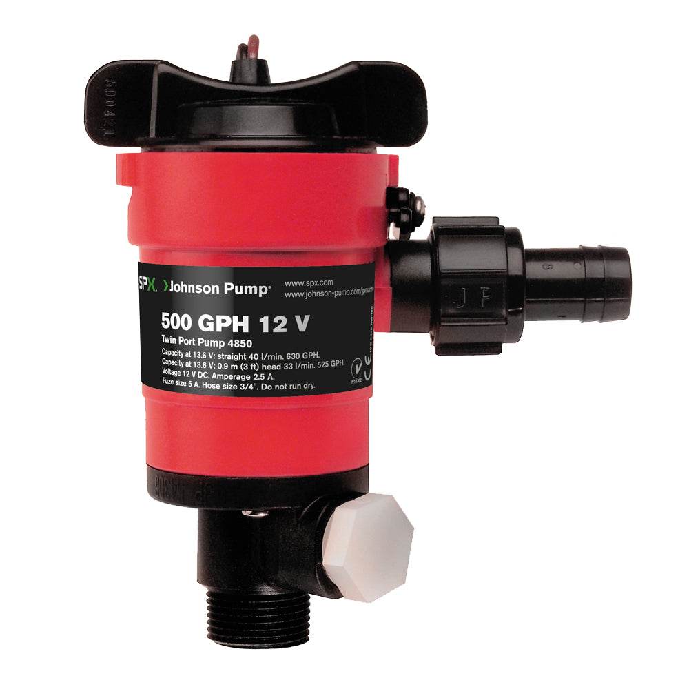 Suncoast Marine and Auto offers Johnson Pump Twin Port 500GPH Livewell Aerating Pump - 12V [48503]