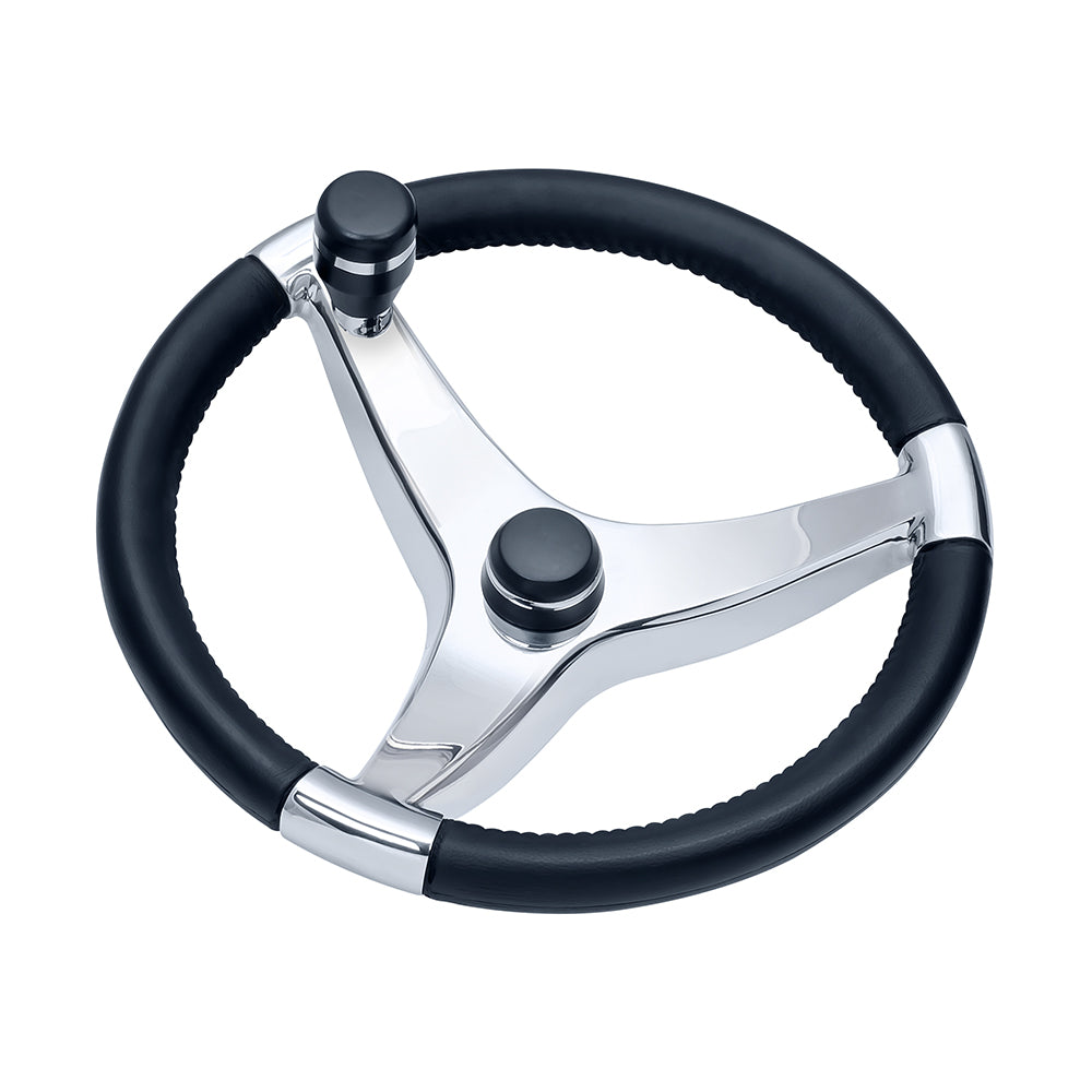 Suncoast Marine and Auto offers Schmitt Marine Evo Pro 316 Cast Stainless Steel Steering Wheel w/Control Knob - 13.5" Diameter [7241321FGK]