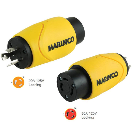 Suncoast Marine and Auto offers Marinco Straight Adapter 20Amp Locking Male to 30Amp Locking Female Connector [S20-30]