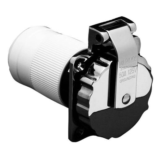 Suncoast Marine and Auto offers Marinco 6371EL-B 50Amp/125V Stainless Steel Inlet [6371EL-B]