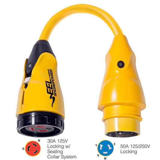 Suncoast Marine and Auto offers Marinco P504-30 EEL 30A-125V Female to 50A-125/250V Male Pigtail Adapter - Yellow [P504-30]