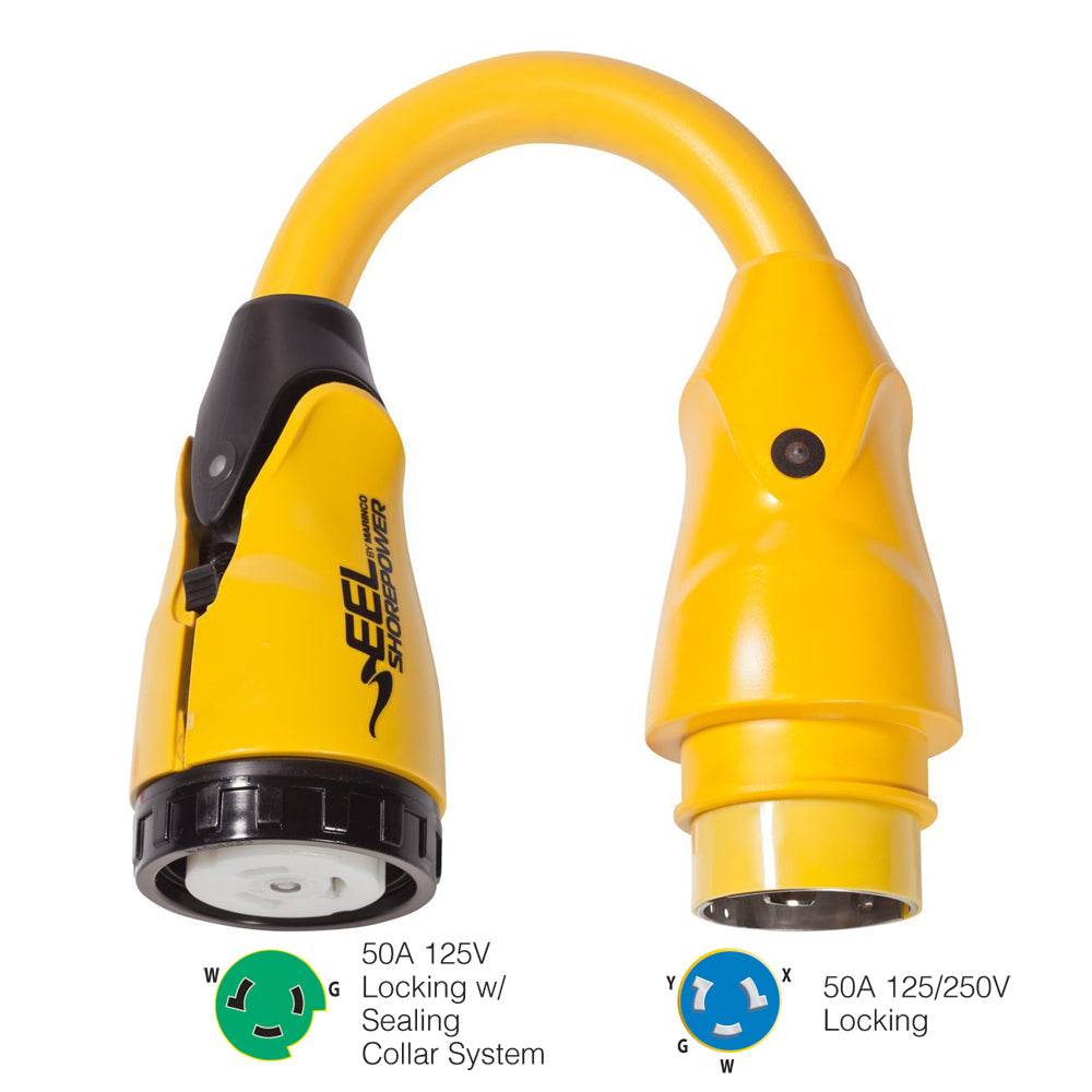 Suncoast Marine and Auto offers Marinco P504-503 EEL 50A-125V Female to 50A-125/250V Male Pigtail Adapter - Yellow [P504-503]