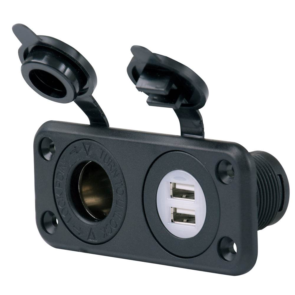 Suncoast Marine and Auto offers Marinco SeaLink Deluxe Dual USB Charger & 12V Receptacle [12VCOMBO]