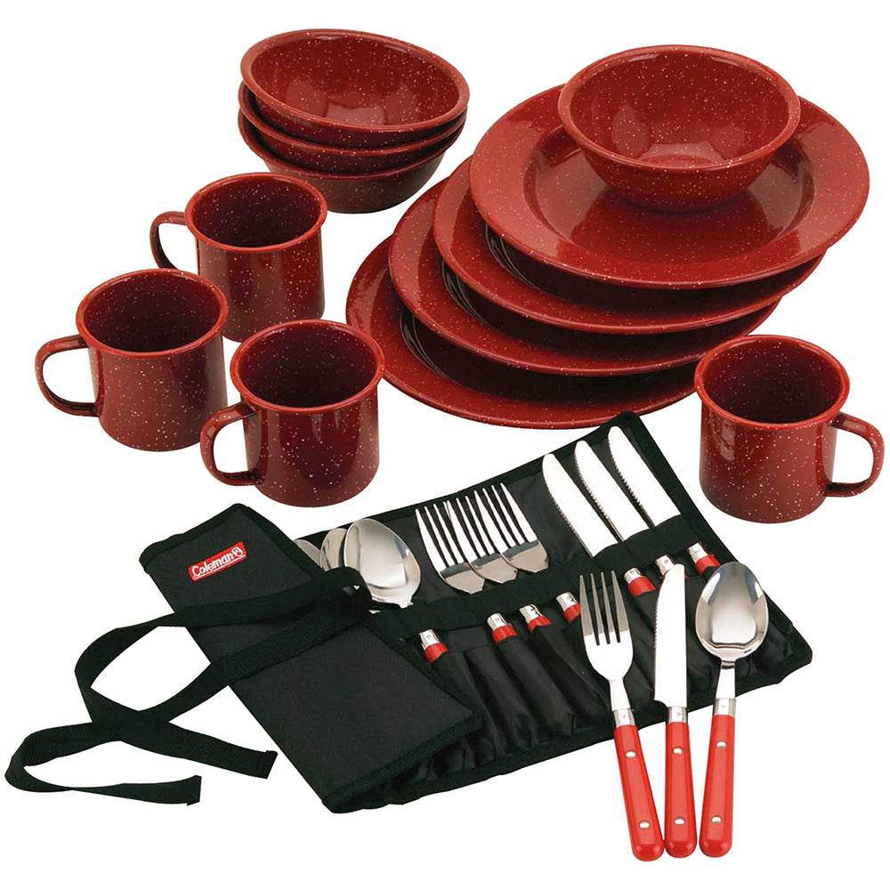 Suncoast Marine and Auto offers Coleman 24-Piece Speckled Enamelware Cook Set - Red [2000016407]