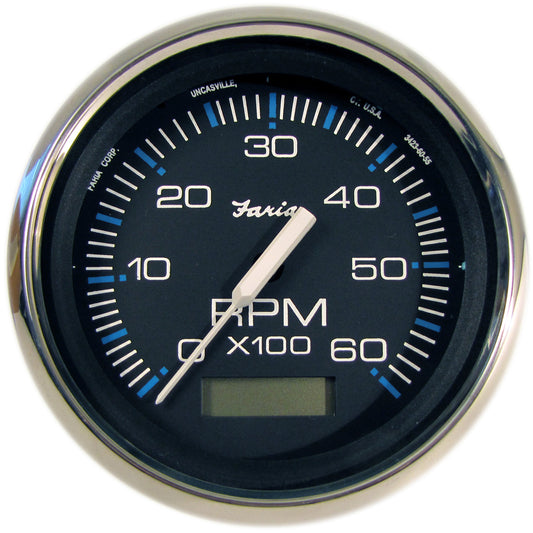 Suncoast Marine and Auto offers Faria Chesapeake Black 4" Tachometer w/Hourmeter - 6000 RPM (Gas) (Inboard) [33732]