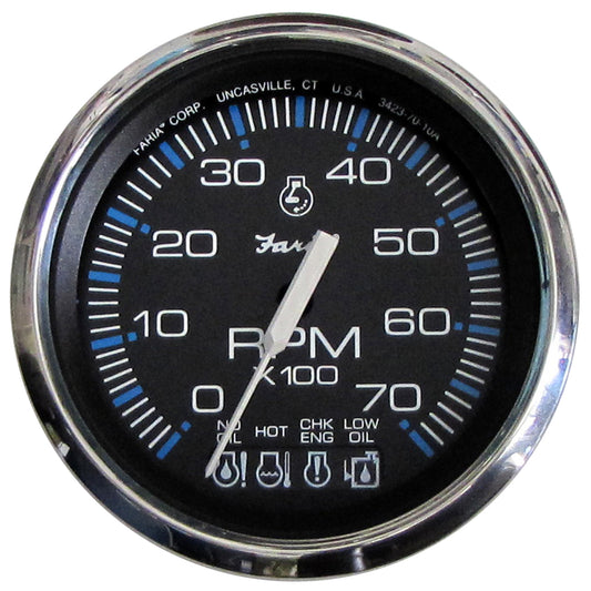 Suncoast Marine and Auto offers Faria Chesapeake Black SS 4" Tachometer w/Systemcheck Indicator - 7000 RPM (Gas) f/ Johnson / Evinrude Outboard) [33750]