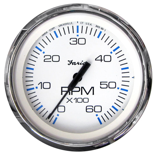 Suncoast Marine and Auto offers Faria Chesapeake White SS 4" Tachometer - 6000 RPM (Gas) (Inboard I/O) [33807]