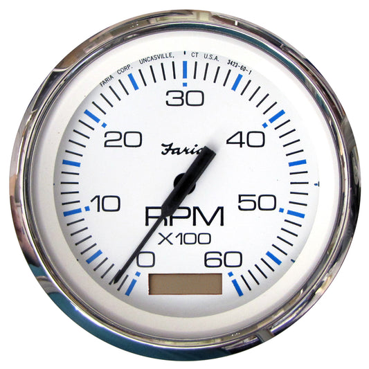 Suncoast Marine and Auto offers Faria Chesapeake White SS 4" Tachometer w/Hourmeter - 6000 RPM (Gas)(Inboard) [33832]