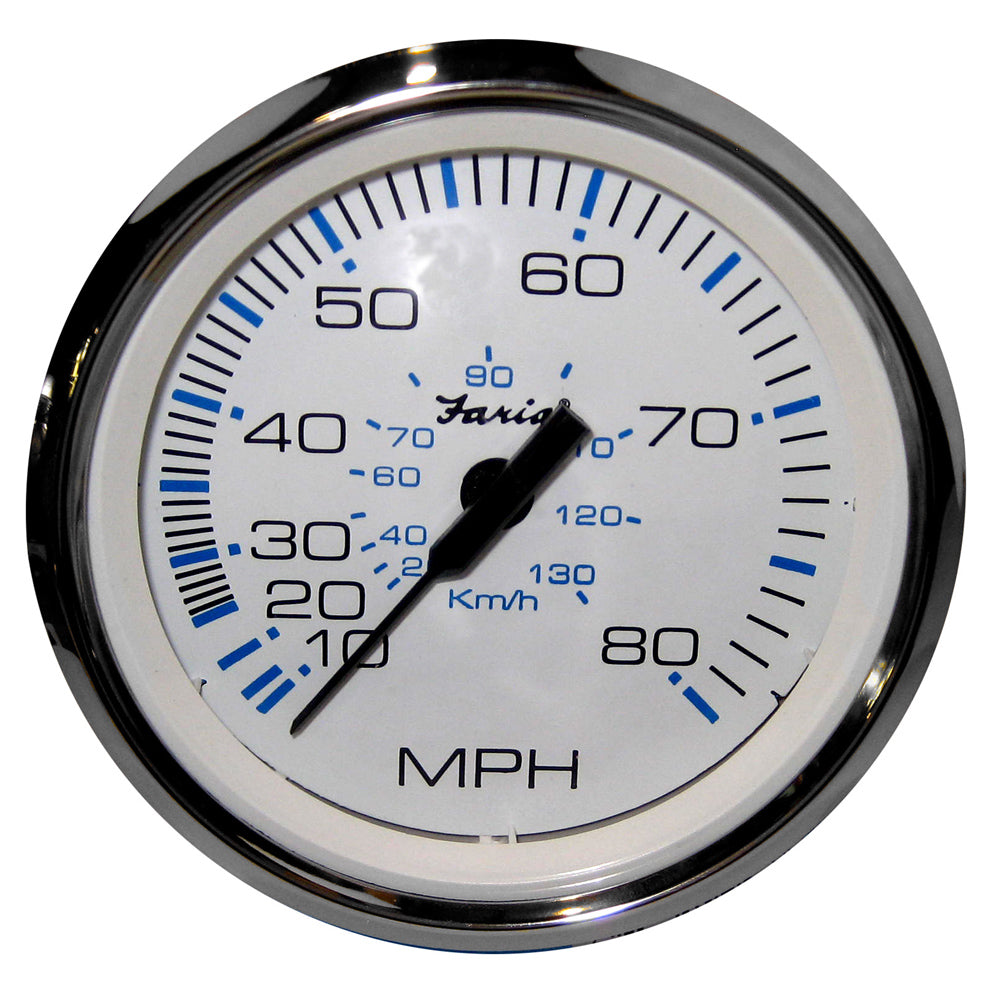 Suncoast Marine and Auto offers Faria Chesapeake White SS 4" Speedometer - 80MPH (Pitot) [33819]