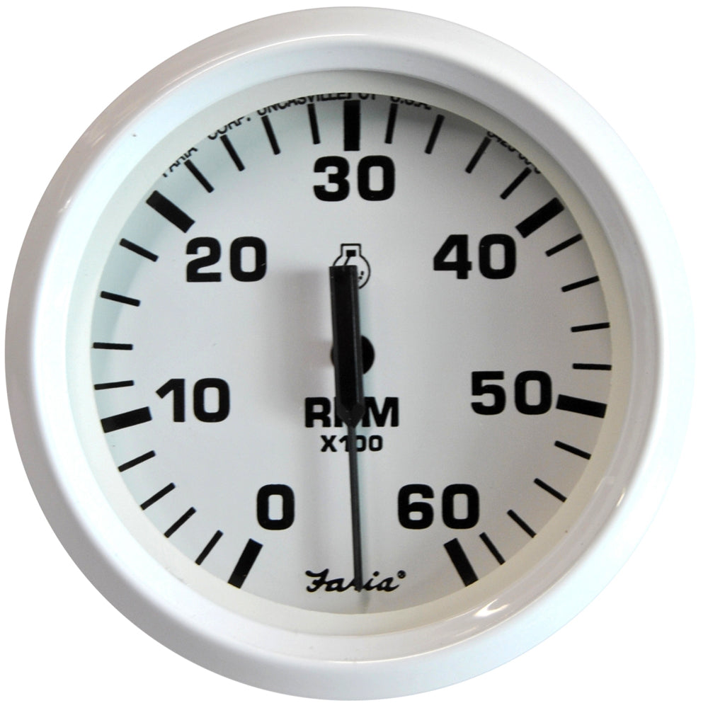 Suncoast Marine and Auto offers Faria Dress White 4" Tachometer - 6000 RPM (Gas) (Inboard I/O) [33103]