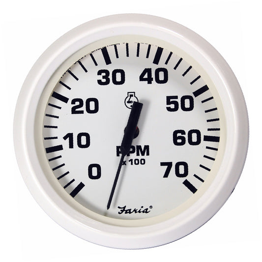 Suncoast Marine and Auto offers Faria Dress White 4" Tachometer - 7000 RPM (Gas) (All Outboards) [33104]