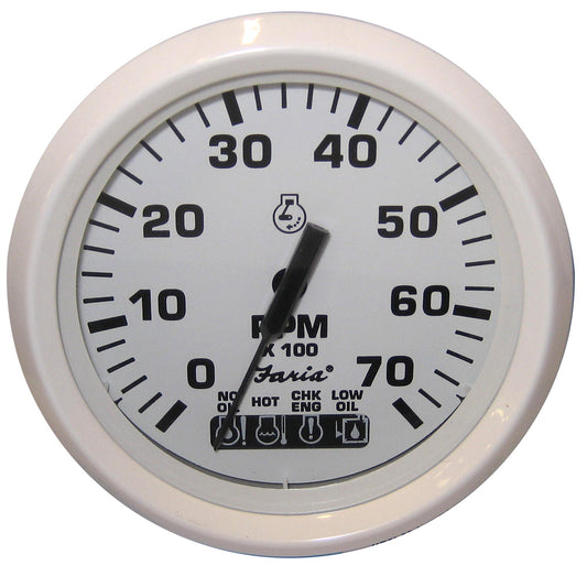 Suncoast Marine and Auto offers Faria Dress White 4" Tachometer w/Systemcheck Indicator - 7000 RPM (Gas) (Johnson / Evinrude Outboard) [33150]