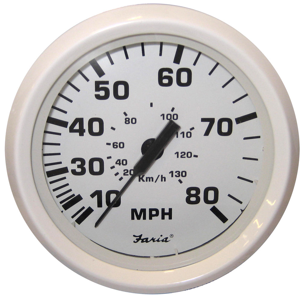 Suncoast Marine and Auto offers Faria Dress White 4" Speedometer - 80MPH (Pitot) [33113]