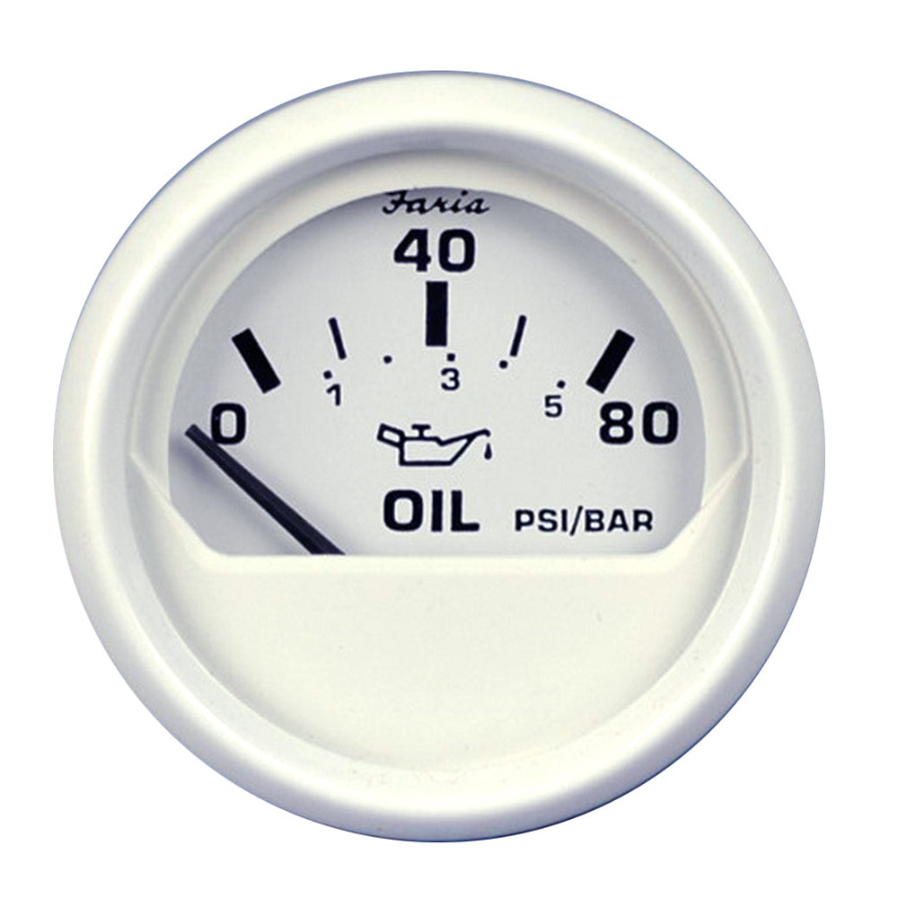 Suncoast Marine and Auto offers Faria Dress White 2" Oil Pressure Gauge (80 PSI) [13102]