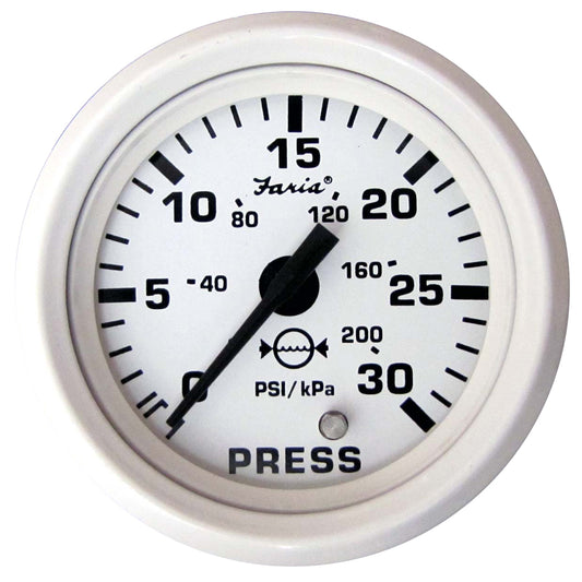 Suncoast Marine and Auto offers Faria Dress White 2" Water Pressure Gauge (30 PSI) [13108]