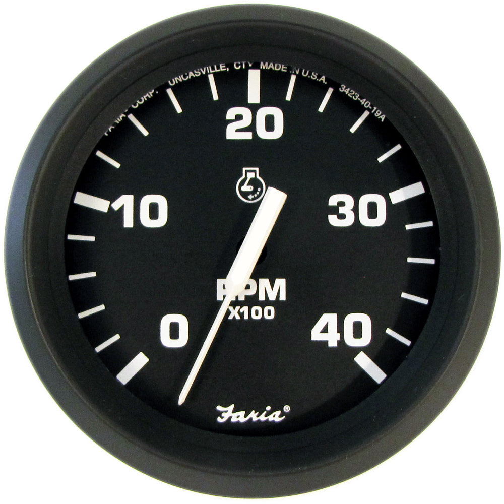 Suncoast Marine and Auto offers Faria Euro Black 4" Tachometer - 4000 RPM (Diesel) (Mechanical Takeoff) [32842]