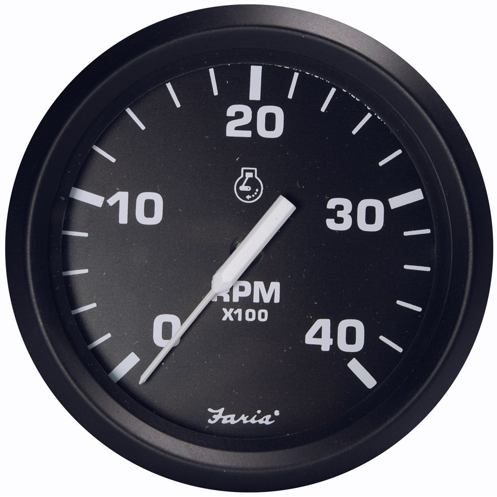 Suncoast Marine and Auto offers Faria Euro Black 4" Tachometer - 4000 RPM (Diesel - Magnetic Pick-Up) [32803]