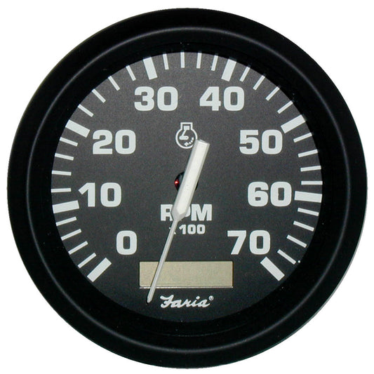 Suncoast Marine and Auto offers Faria Euro Black 4" Tachometer w/Hourmeter - 7,000 RPM (Gas - Outboard) [32840]