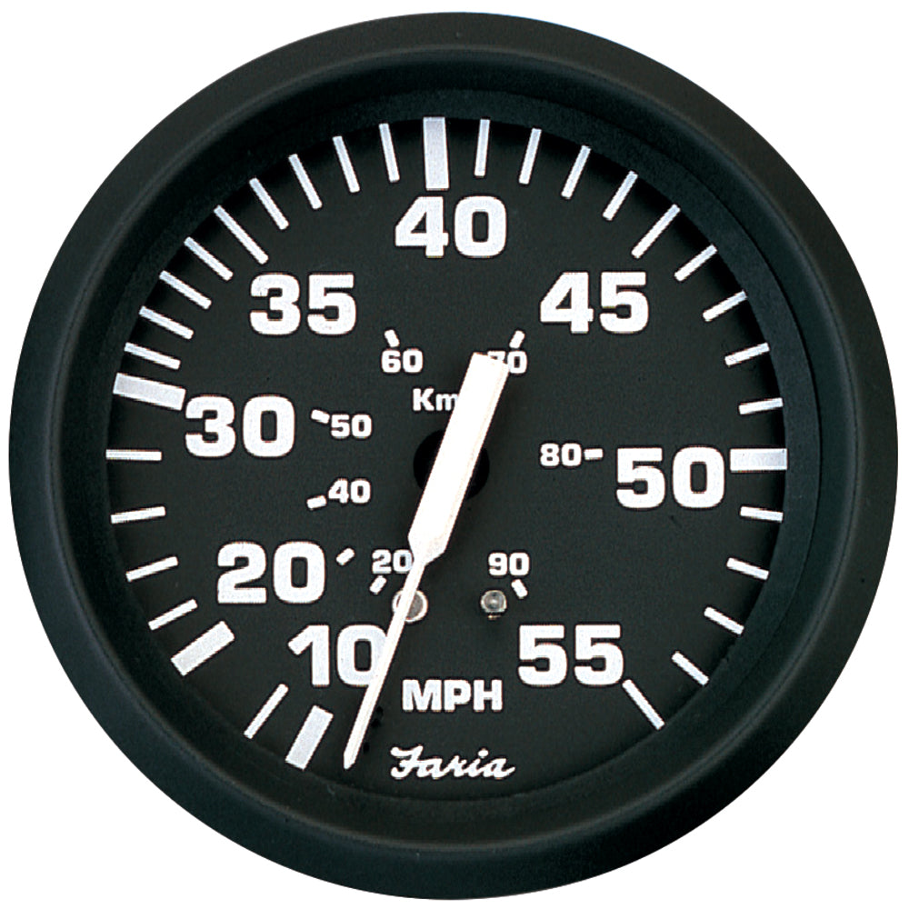 Suncoast Marine and Auto offers Faria Euro Black 4" Speedometer - 55MPH (Pitot) [32810]