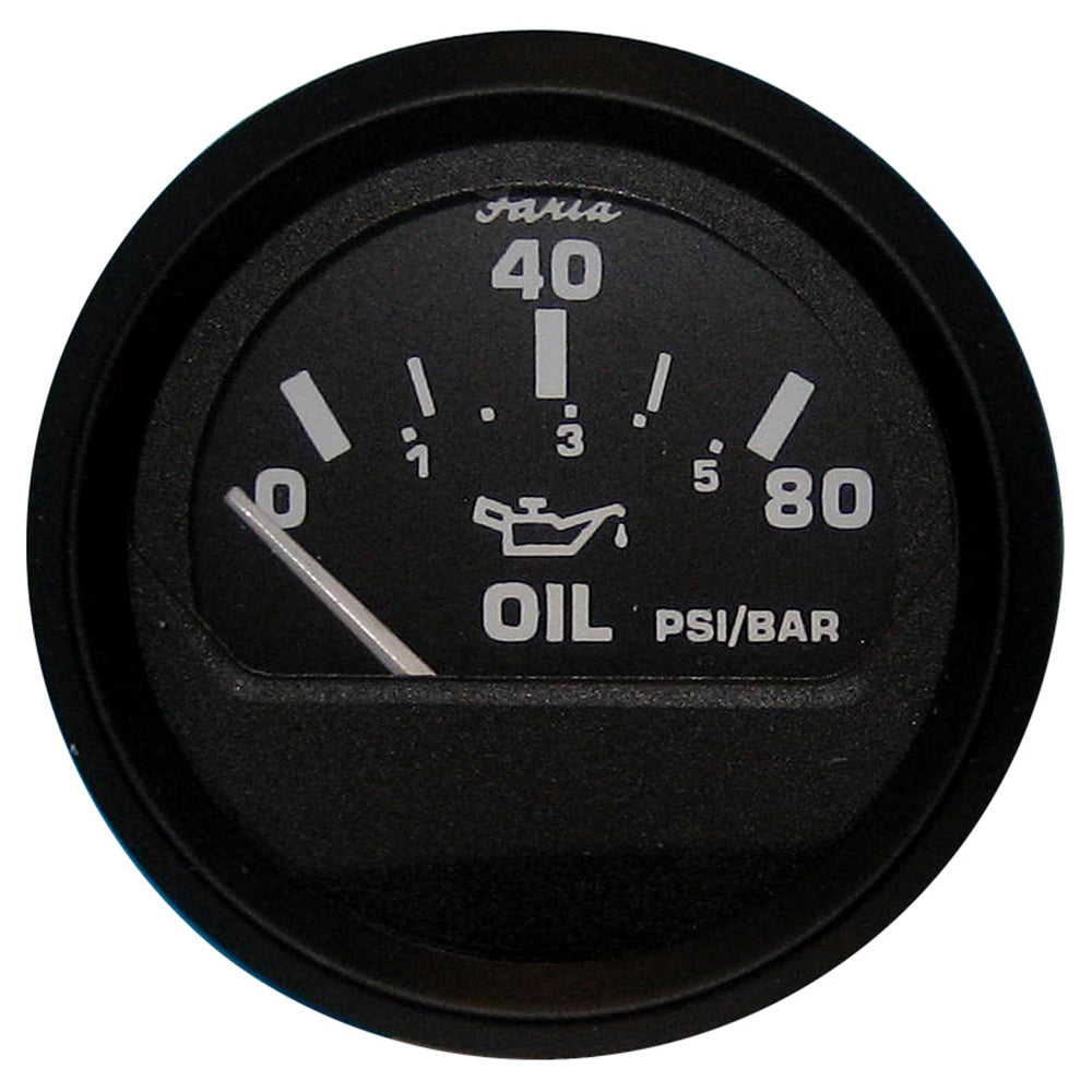 Suncoast Marine and Auto offers Faria Euro Black 2" Oil Pressure Gauge (80 PSI) [12803]